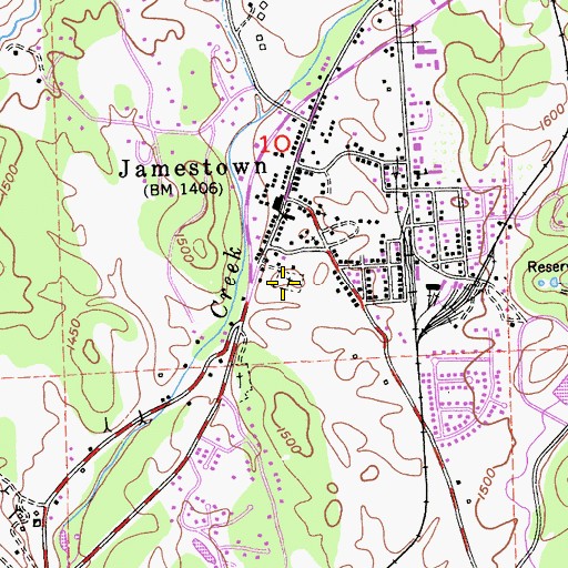 Topographic Map of Jamestown Cemetery, CA