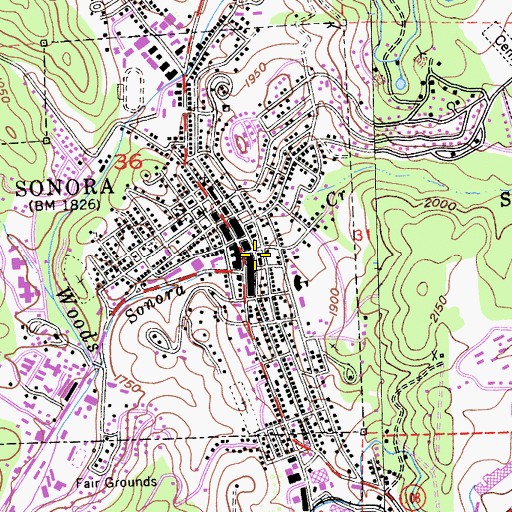 Topographic Map of Sugg House, CA