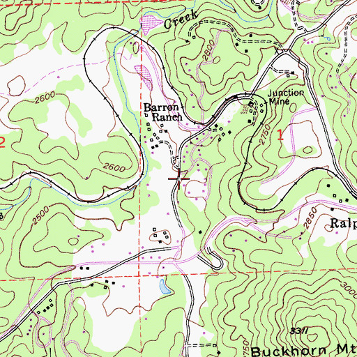 Topographic Map of Diamond Bar B Ranch, CA