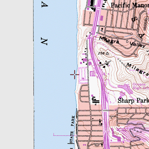 Topographic Map of Pacific Skies Mobile Home Park, CA