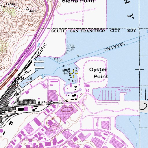 Topographic Map of Oyster Cove Marina, CA