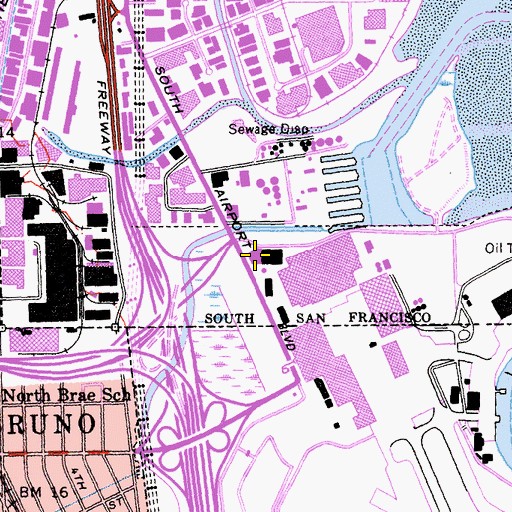 Topographic Map of South San Francisco Post Office, CA