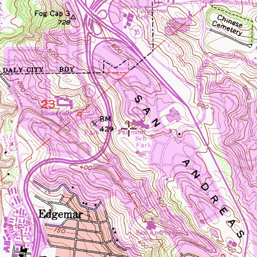 Topographic Map of Fairmont Park, CA