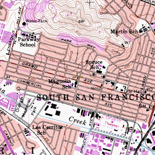 Topographic Map of Roger Williams Academy, CA