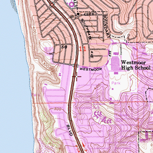 Topographic Map of Skyline Plaza Shopping Center, CA