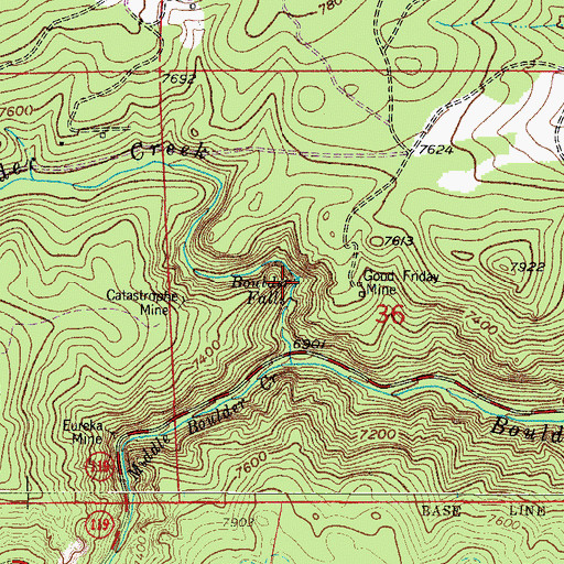 Topographic Map of Boulder Falls, CO