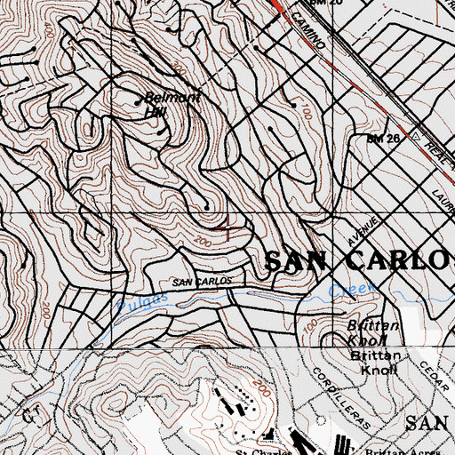 Topographic Map of Hillcrest Circle Park, CA