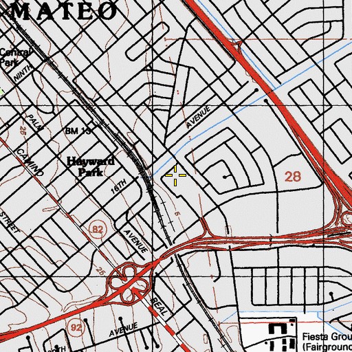 Topographic Map of San Mateo Post Office, CA