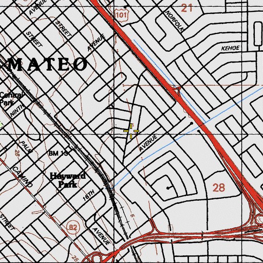 Topographic Map of Sunnybrae Park, CA