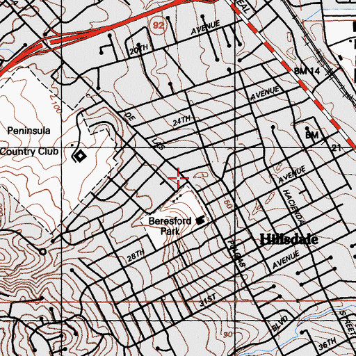 Topographic Map of Calvary Baptist Church, CA