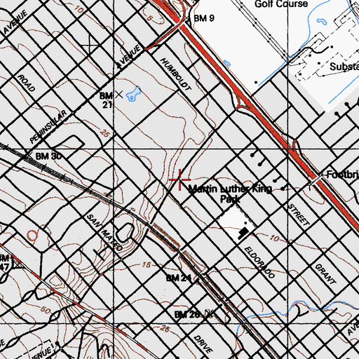 Topographic Map of College Park Elementary School, CA