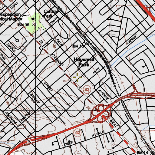 Topographic Map of Hayward Park School (historical), CA