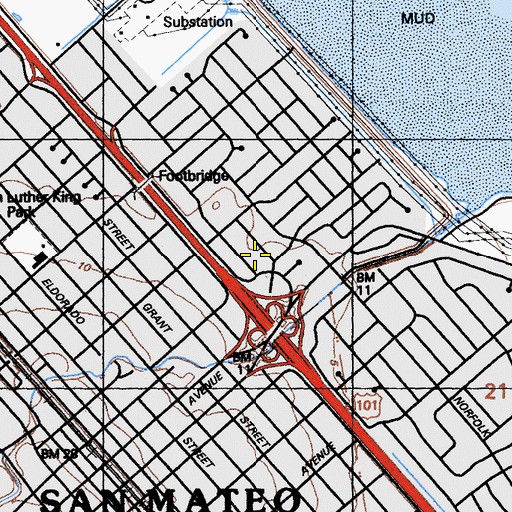 Topographic Map of Shoreview Community Methodist Church, CA