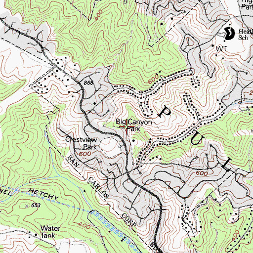 Topographic Map of Big Canyon Park, CA