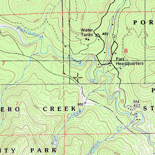 Topographic Map of Sequoia Nature Trail, CA