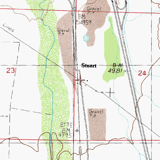 Topographic Map of Stuart (historical), MT