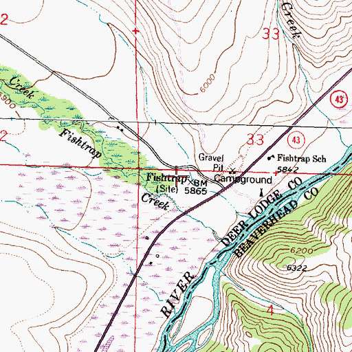 Topographic Map of Fishtrap Post Office (historical), MT