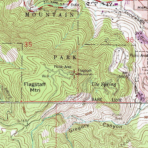 Topographic Map of Flagstaff Memorial, CO
