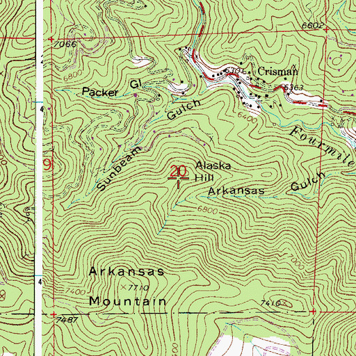 Topographic Map of Alaska Hill, CO