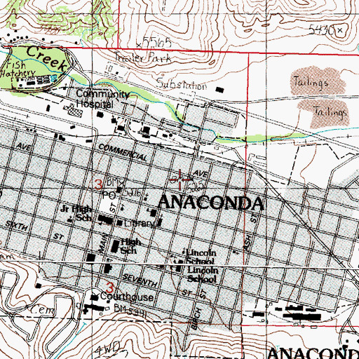 Topographic Map of City Hall Cultural Center, MT
