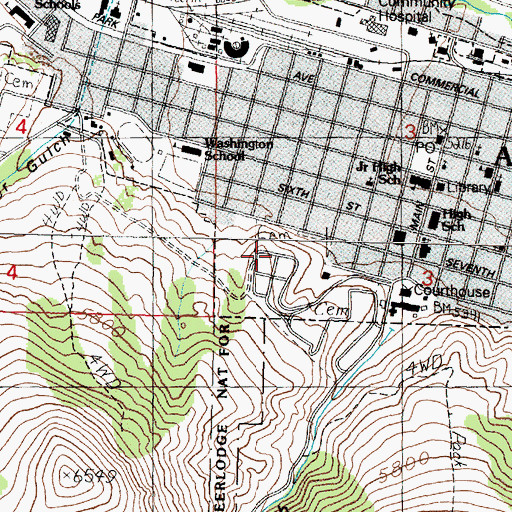 Topographic Map of Mount Carmel Cemetery, MT