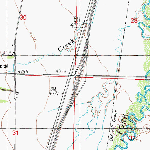 Topographic Map of Interchange 197, MT