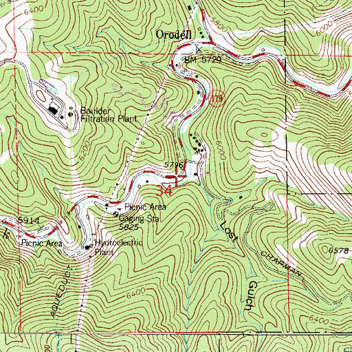 Topographic Map of Lost Gulch, CO