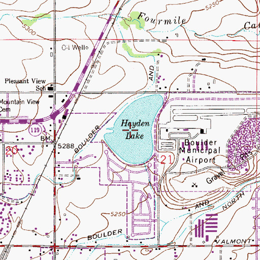 Topographic Map of Hayden Lake, CO