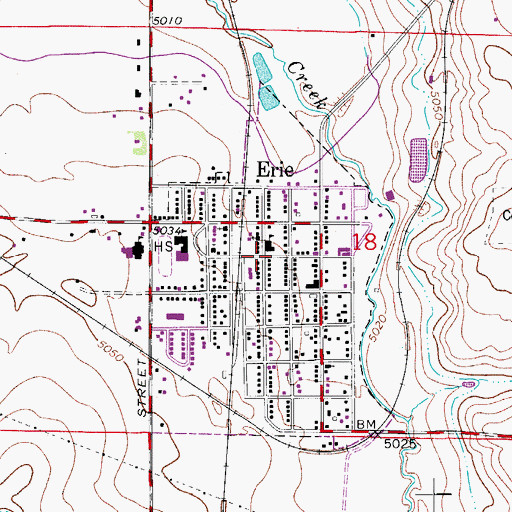 Topographic Map of Erie, CO