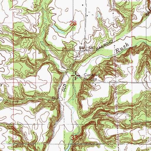 Topographic Map of Marshall Covered Bridge, IN