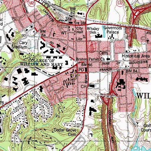 Topographic Map of City of Williamsburg, VA