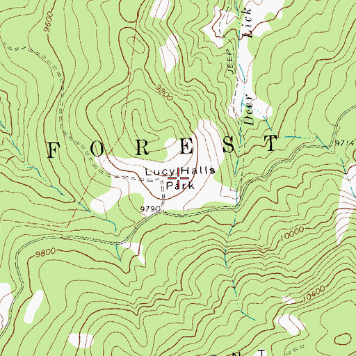 Topographic Map of Lucy Halls Park, CO