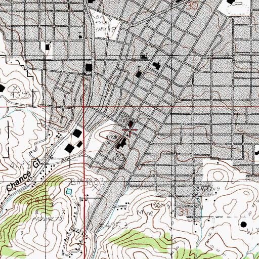 Topographic Map of First Baptist Church, MT