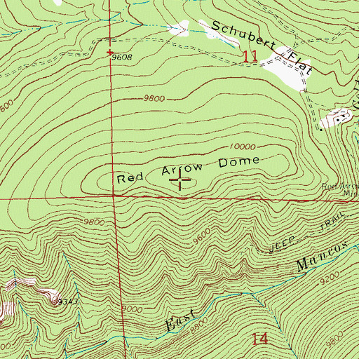 Topographic Map of Red Arrow Dome, CO