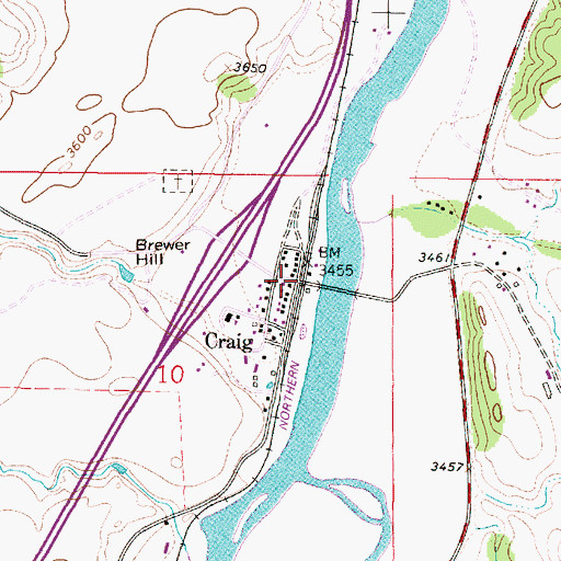 Topographic Map of Craig, MT