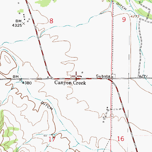 Topographic Map of Canyon Creek Post Office, MT