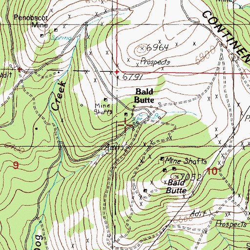 Topographic Map of Baldbutte Post Office (historical), MT
