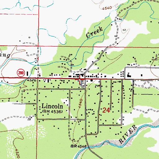 Topographic Map of Lincoln Community Methodist Church, MT
