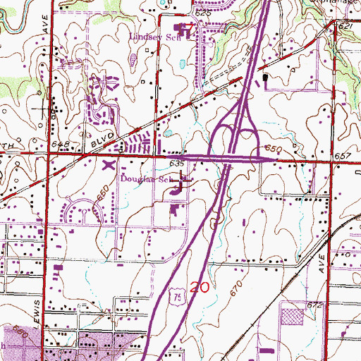 Topographic Map of Mount Horeb Baptist Church, OK