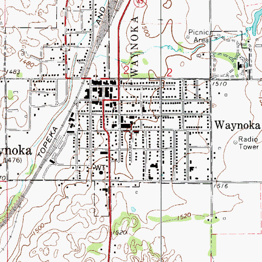 Topographic Map of Church of Christ, OK