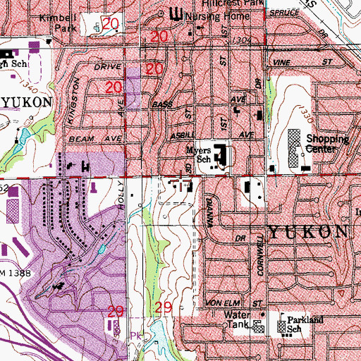 Topographic Map of Vandament Avenue Baptist Church, OK