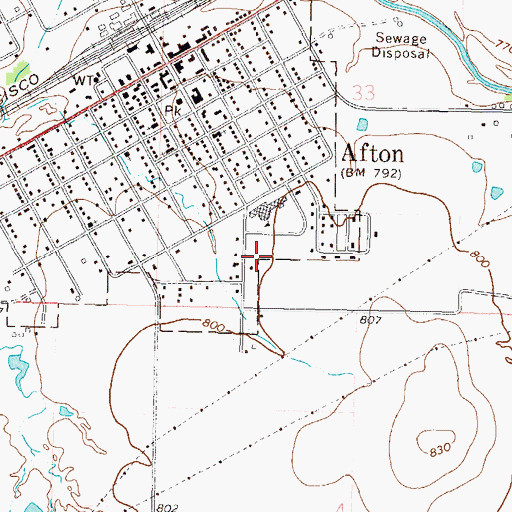 Topographic Map of Afton High School, OK