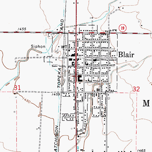 Topographic Map of Blair High School, OK
