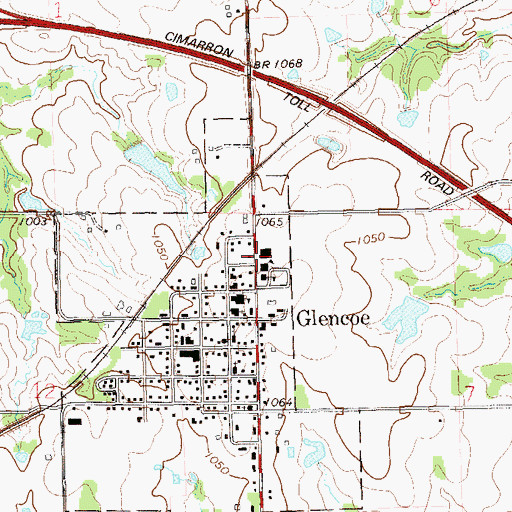 Topographic Map of Glencoe High School, OK