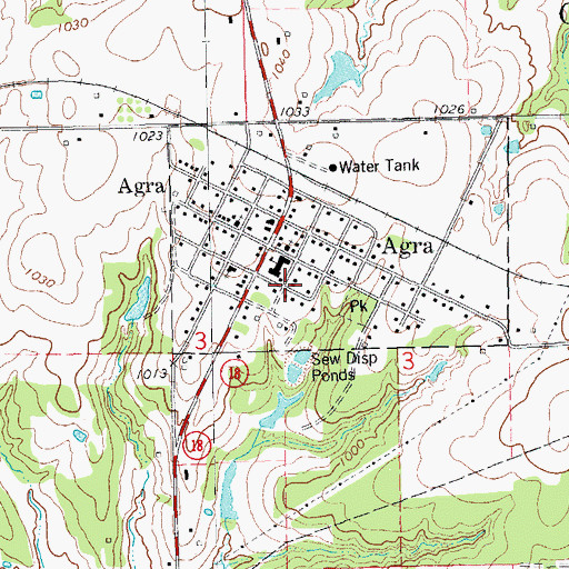 Topographic Map of Agra Elementary School, OK