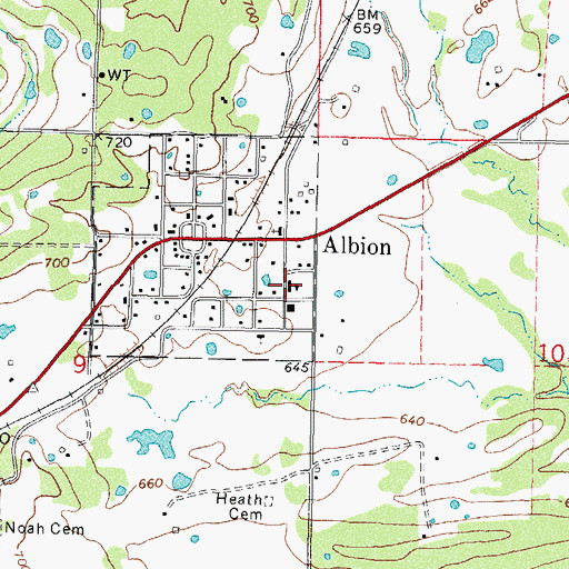 Topographic Map of Albion Elementary School, OK
