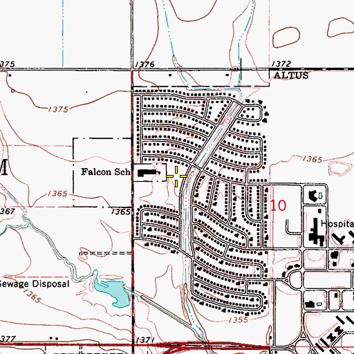 Topographic Map of Rivers Elementary School, OK
