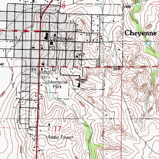 Topographic Map of Cheyenne Elementary School, OK