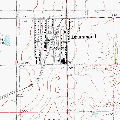 Topographic Map of Drummond Elementary School, OK