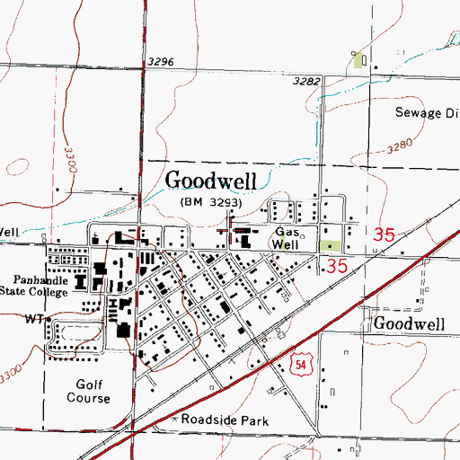 Topographic Map of Goodwell Elementary School, OK